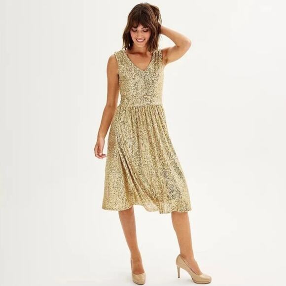 Draper James RSVP Gold Sequin Sleeveless Dress NWT Size 2 NWT Party Holiday - Picture 1 of 16